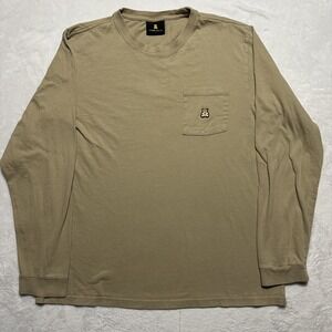Teddy Fresh Beige Bear Logo Long Sleeve Pocket T-Shirt Men's Large Streetwear